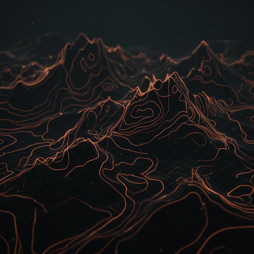 Topographic contour map representing data-driven performance marketing